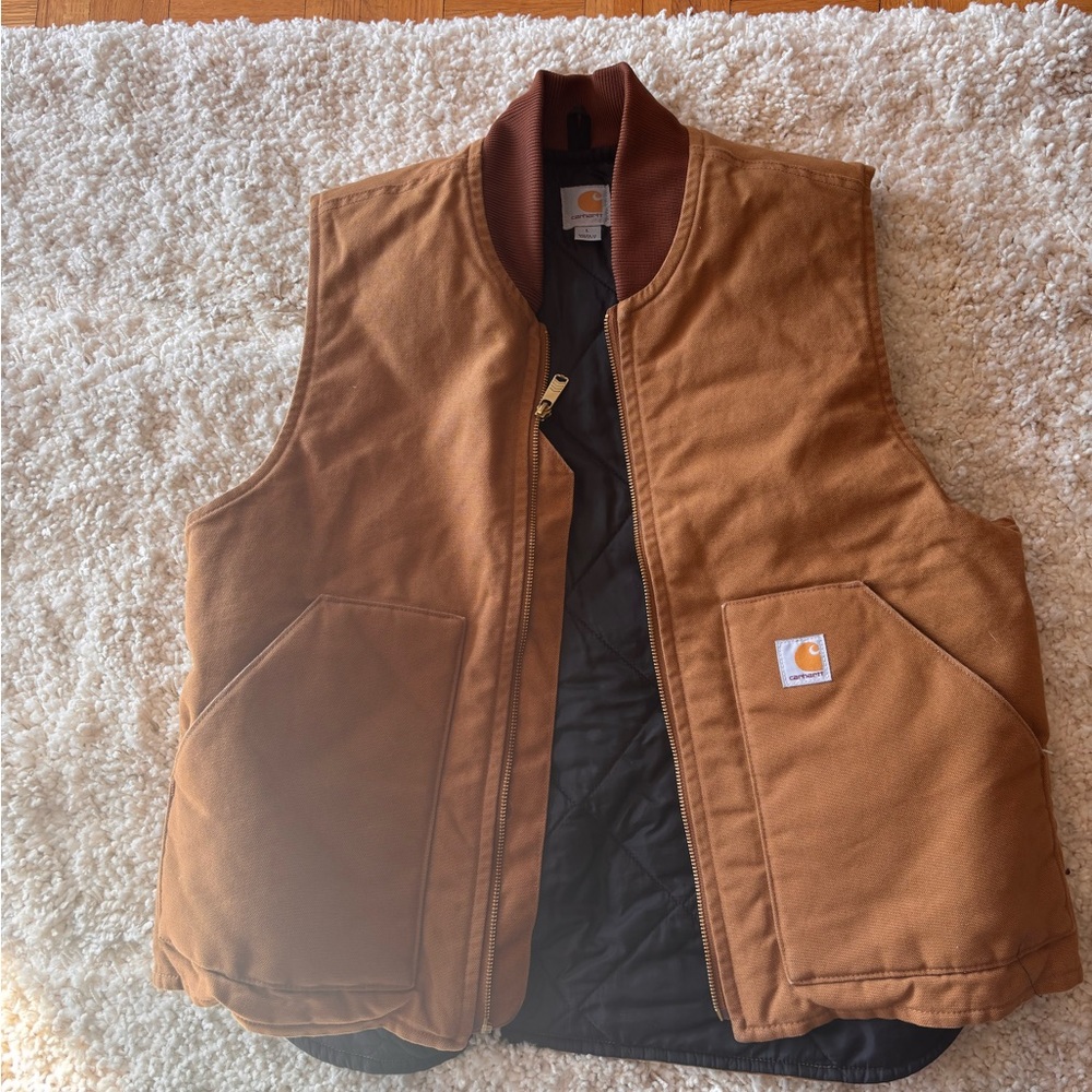 Carhartt Black Quilted Lined Vest with Gold Logo
